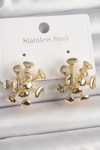 pilelistore Pirinç Gold Renk Petek Model Kadın Küpe - TJ-BKP10070 ürün görseli 1