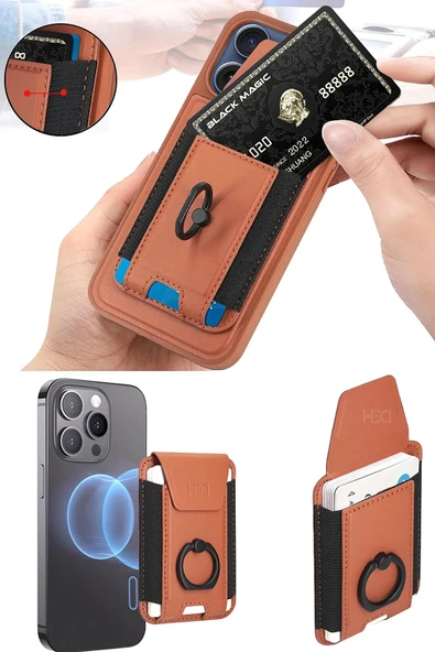 iPhone 14 Pro HBC-228 Havana Magnet Kartvizitli Kapak - Siyah - Resim 4