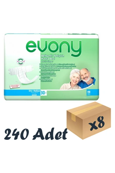 EVONY Bel Bantlı Yetişkin Hasta Bezi Medium 30'lu 8 Paket 240 Adet - Resim 2