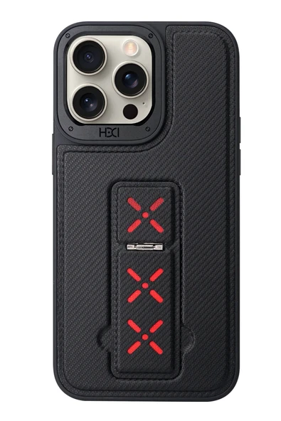 iPhone 15 Pro HBC-248 Lima Standlı Kapak - Siyah ürün görseli 1