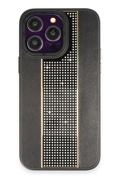 iPhone 15 Pro Kılıf HBC-160 Almera Taşlı Kapak - Siyah ürün görseli 1