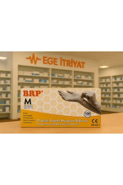 MARKA BRP Pudralı Lateks Muayene Eldiveni Medium (M) Beden – 100’lü Kutuda Hijyenik ürün görseli