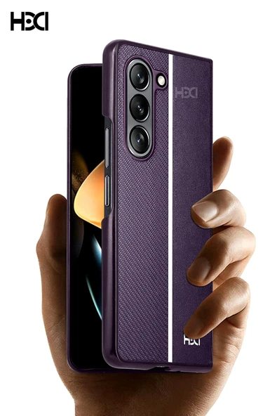 Samsung Galaxy Z Fold 5 Kılıf HBC-155 Lizbon Kapak - Derin Mor - 5