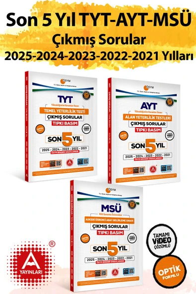 Son 5 yıl AYT-TYT ve MSÜ Sınavları ÖSYM Çıkmış Sorular Tıpkı Basım 2026 Model ürün görseli 1