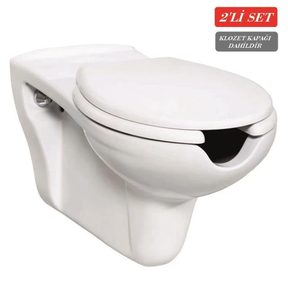 Creavit Bedensel Engelli Asma Klozet 1.Kalite (BD320.02) + Engelli Yavaş Kapanan Kapak 2'li Set