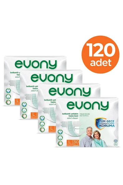 EVONY Bel Bantlı Yetişkin Hasta Bezi Large 30lu 4 Paket 120 Adet - Resim 3
