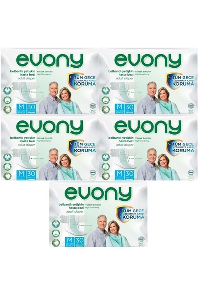 EVONY Hasta Bezi Yetişkin Bel Bantlı Tekstil Yüzey M-orta Boy 150 Adet (5pk*30) ürün görseli