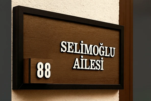 Kişiye Özel Çiçekli Ahşap Kapı Numarası ve İsimlik – Dekoratif Ev Kapı Süsü - 1