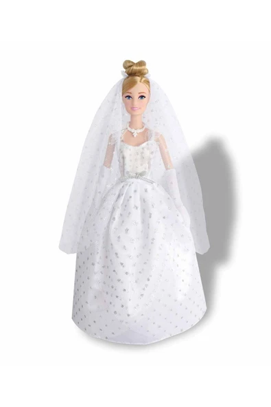Alisha Gelinlikli Bebek 29 cm – Pırıltı İşlemeli Kabarık Gelinlikli Oyuncak Bebek - 4