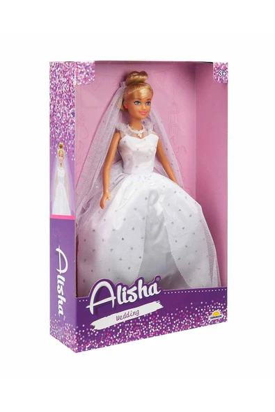 Alisha Gelinlikli Bebek 29 cm – Pırıltı İşlemeli Kabarık Gelinlikli Oyuncak Bebek - 7