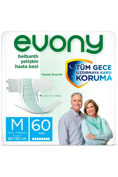 EVONY Belbantlı Yetişkin Hasta Bezi Medium 30 Lu X 2 Adet - Resim 2