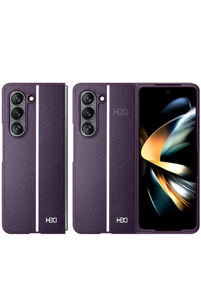 Samsung Galaxy Z Fold 5 Kılıf HBC-155 Lizbon Kapak - Derin Mor - 10