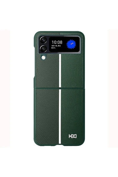 Samsung Galaxy Z Flip 4 Kılıf HBC-155 Lizbon Kapak - Koyu Yeşil - Resim 8