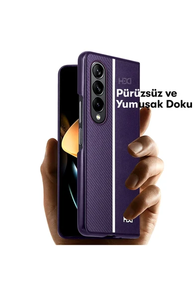 Samsung Galaxy Z Fold 4 Kılıf HBC-155 Lizbon Kapak - Derin Mor - Resim 10
