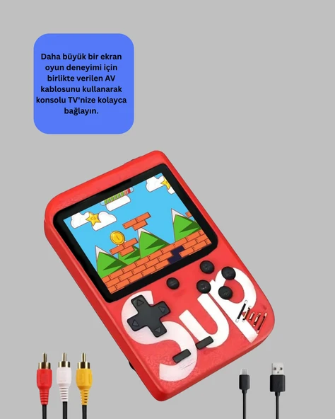 Şarjlı Taşınabilir El Oyun Konsolu 400 Oyun - 4