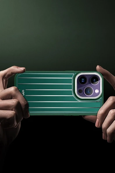 iPhone 14 Pro Kılıf HBC-190 Kolaj Kapak - Koyu Yeşil - Resim 8