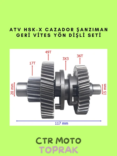 ATV HSK-X Cazador Şanzıman Geri Vites Yön Dişli Seti – 17/49/36 Diş 3x3 Tırnak ürün görseli 1