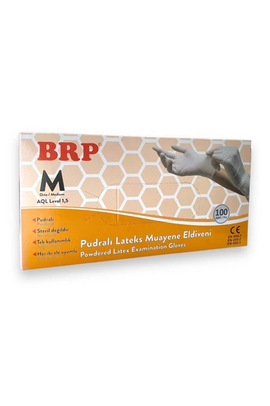 MARKA BRP Pudralı Lateks Muayene Eldiveni Medium (M) Beden – 100’lü Kutuda Hijyenik - Resim 2