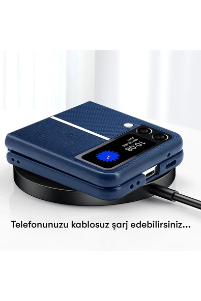 Samsung Galaxy Z Flip 4 Kılıf HBC-155 Lizbon Kapak - Koyu Yeşil - Resim 9