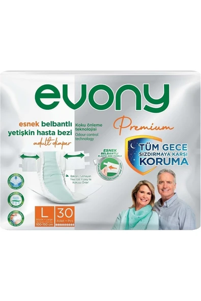 EVONY Premium Hasta Bezi Yetişkin Bel Bantlı Tekstil Yüzey L-büyük 240 Adet - Resim 2