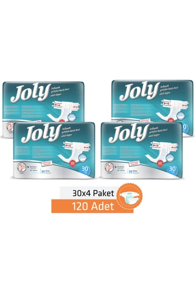 JOLY Esnek Bel Bantlı Yetişkin Hasta Bezi Medium 120 Adet (4x30’lu) Tekstil Yüzey ürün görseli