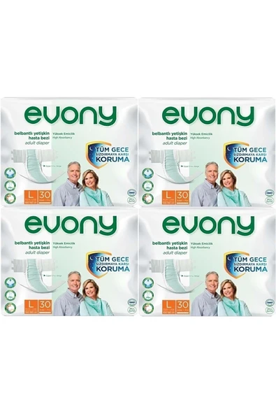 EVONY Hasta Bezi Yetişkin Bel Bantlı L-büyük Boy 120 Adet (4pk*30) ürün görseli