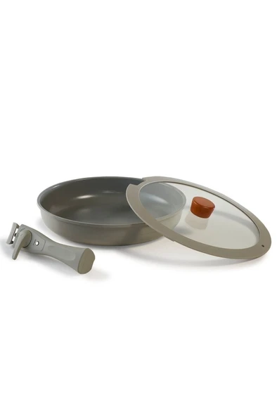 NEOFLAM Midas Gri 6 Parça Ayrılabilen Saplı İç İçe Geçebilen Tencere Tava Seti - 4