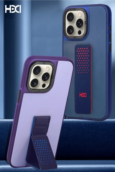 iPhone 15 Pro HBC-239 Colombo Standlı Kapak - Lacivert - Resim 3