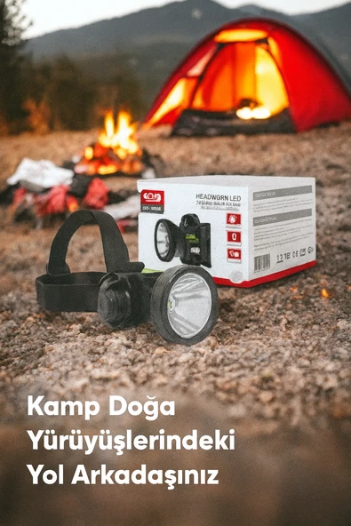 Şarj Edilebilir,600MAH , Güçlü Kafa Lambası, 46 mm Reflektör, 3 Modlu El Feneri - 3