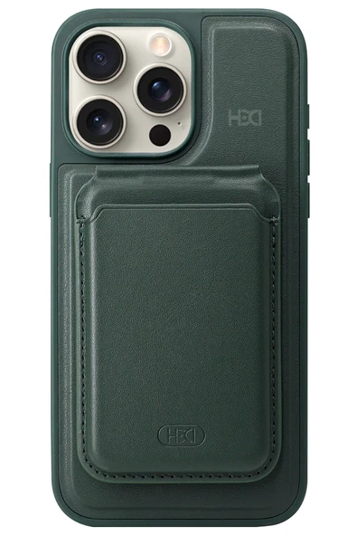 iPhone 15 Pro HBC-247 Atina Kartvizitli Kapak - Koyu Yeşil ürün görseli 1