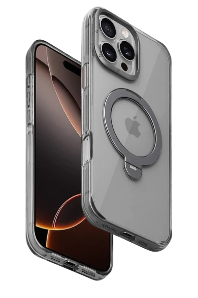 Apple iPhone 16 Pro Max HBC-338 Andes Magsafe Standlı Kapak - Gri - Resim 8