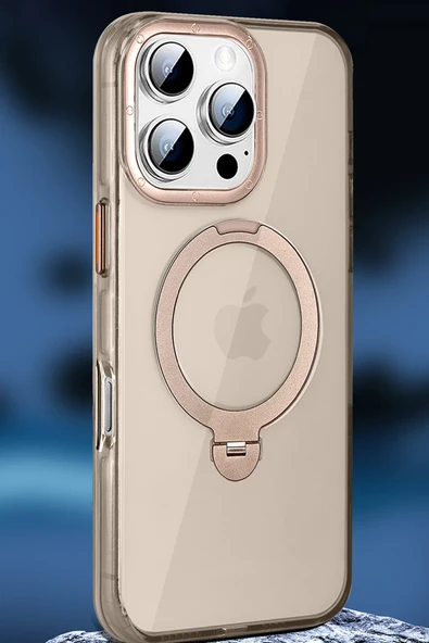 Apple iPhone 16 Pro HBC-338 Andes Magsafe Standlı Kapak - Siyah - Resim 12