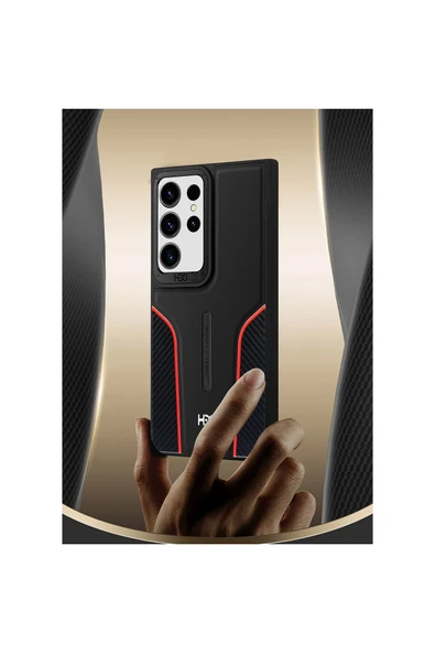 Samsung Galaxy S24 Ultra HBC-264 Lambor Karbon Fiber Sport Kapak - Natural Grey - 4