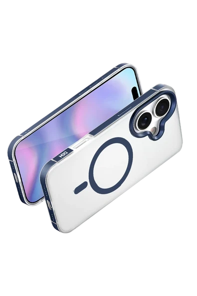 Apple iPhone 17 HBC-394 Himalayas Magsafe Kapak - Mavi - Resim 3