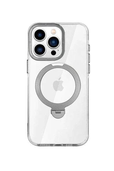 Apple iPhone 16 Pro Max HBC-338 Andes Magsafe Standlı Kapak - Gri - Resim 9