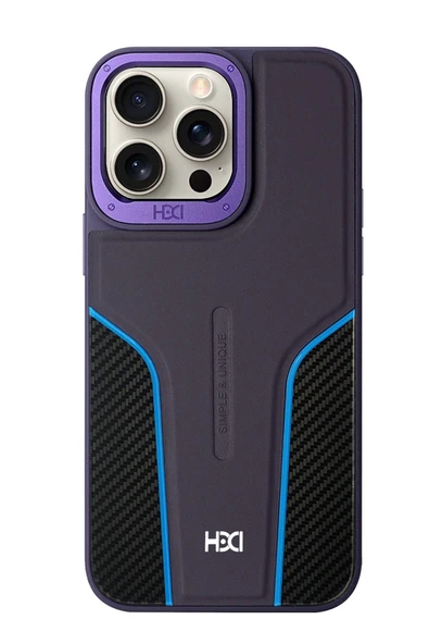 iPhone 14 Pro Max HBC-264 Lambor Karbon Fiber Sport Kapak - Derin Mor ürün görseli 1