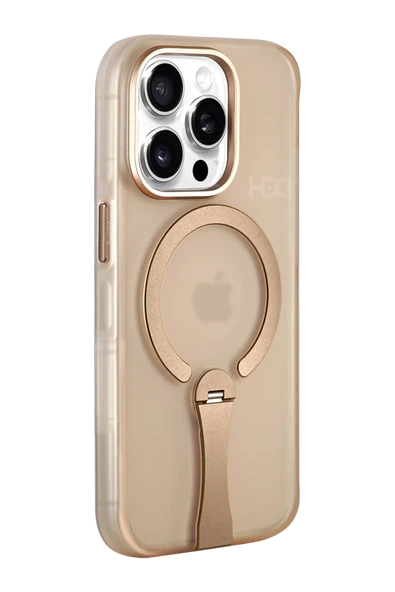 Apple iPhone 15 Pro Max HBC-354 Kunlun Standlı Magsafe Kapak - Çöl Titanyum - Resim 8