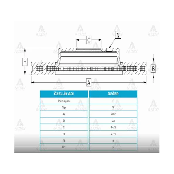 FREN DISKI CIVIC 07-15 SEDAN-H.B FD6 / FB7 / CIVIC 16-21 FC5 1.6 / CIVIC 22= FE CRV 02-06 / ÖN HAVALI 282-5 ürün görseli