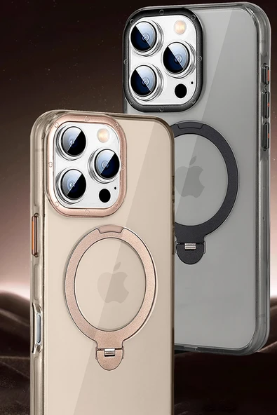 Apple iPhone 16 Pro Max HBC-338 Andes Magsafe Standlı Kapak - Gold - Resim 2