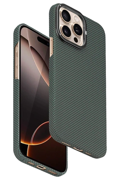 iPhone 15 Pro Max Blaze 1000D Kevlar Magsafe Kılıf - Yeşil - Resim 8