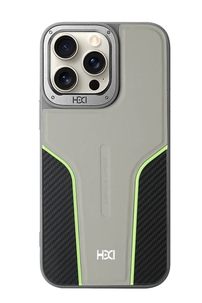 iPhone 15 Pro HBC-264 Lambor Karbon Fiber Sport Kapak - Natural Grey ürün görseli 1