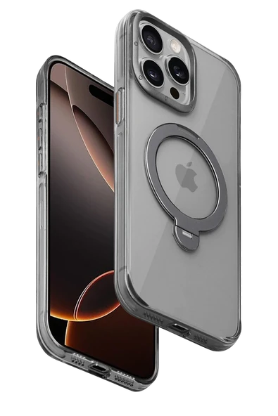 Apple iPhone 15 Pro Max HBC-338 Andes Magsafe Standlı Kapak - Gri - Resim 8