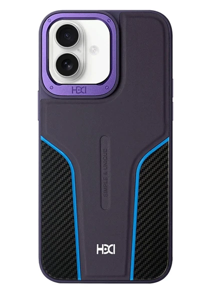 iPhone 16 HBC-264 Lambor Karbon Fiber Sport Kapak - Derin Mor ürün görseli 1