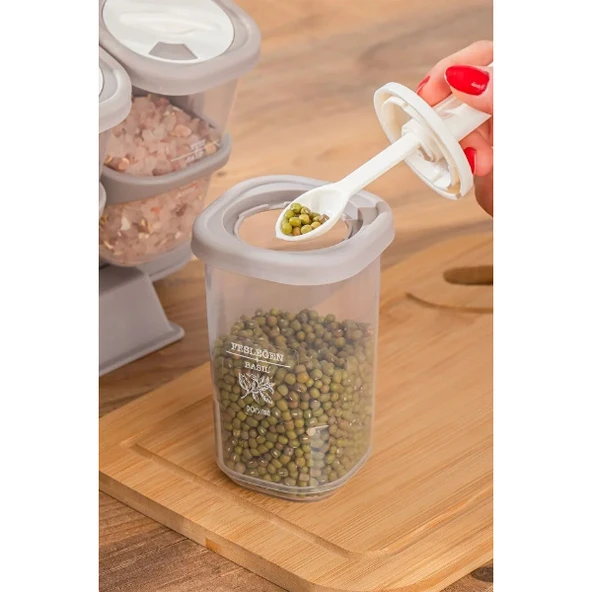 8'li Standlı Kaşıklı Baharatlık Seti - Resim 3