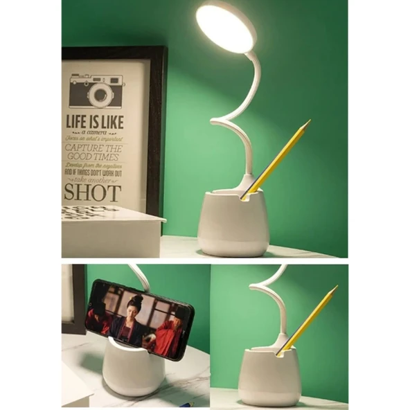 3 Modlu Kıvrımlı Bükülebilir Kalemlikli Masa Lambası - Resim 3