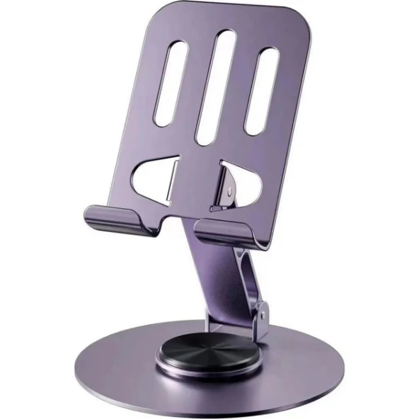 Mor 360° Dönebilir Kompakt Masaüstü Metal Telefon Tutucu - 5