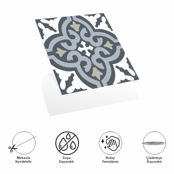 DecoHandy  Pvc Duvar Karosu 30x30cm 4'lü Paket - Çini Desen  0,36m2 - 2