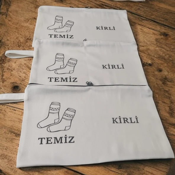Baskılı Kirli-Temiz Seyahat (Çorap) Torbası - Resim 3