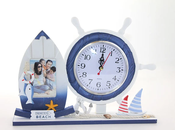 Ahşap Marin Dümenli Çerçeveli Saat Model 1 ürün görseli