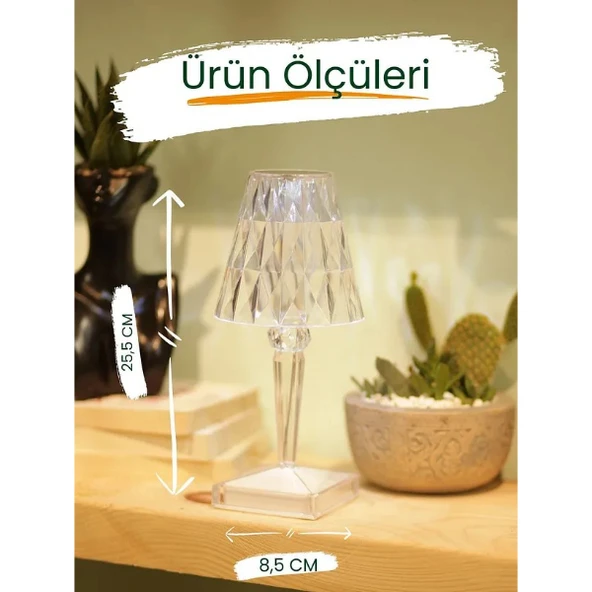 Kristal Abajur LED Kumandalı Ve Dokunmatik Masa Lambası - Resim 5